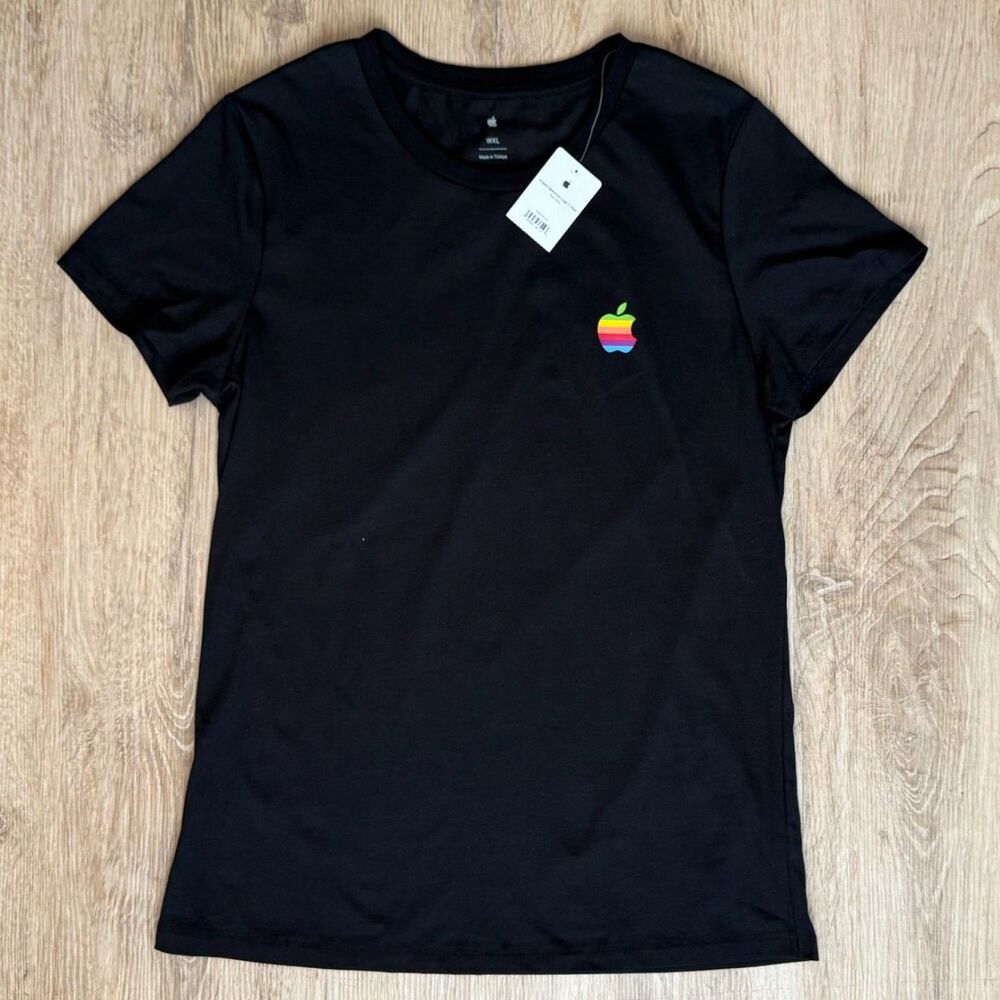 Apple Park Graphic Tee Rainbow Logo Black WXL Angled Spectrum New Single Stitch